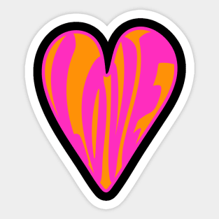 Hippie Style Love Heart, Pink and Orange Sticker